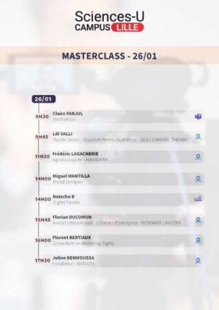 Programme des Masterclass d'EFFICOM Lille du 26 janvier